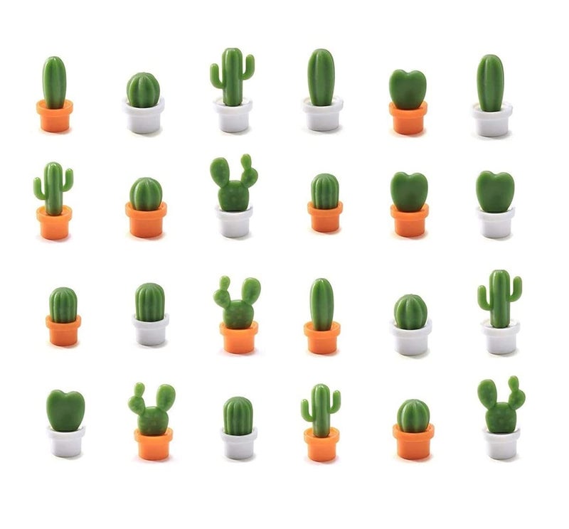 Decorative Refrigerator Magnets Perfect Fridge Magnets for House Office Personal Use 24Pcs Cactus