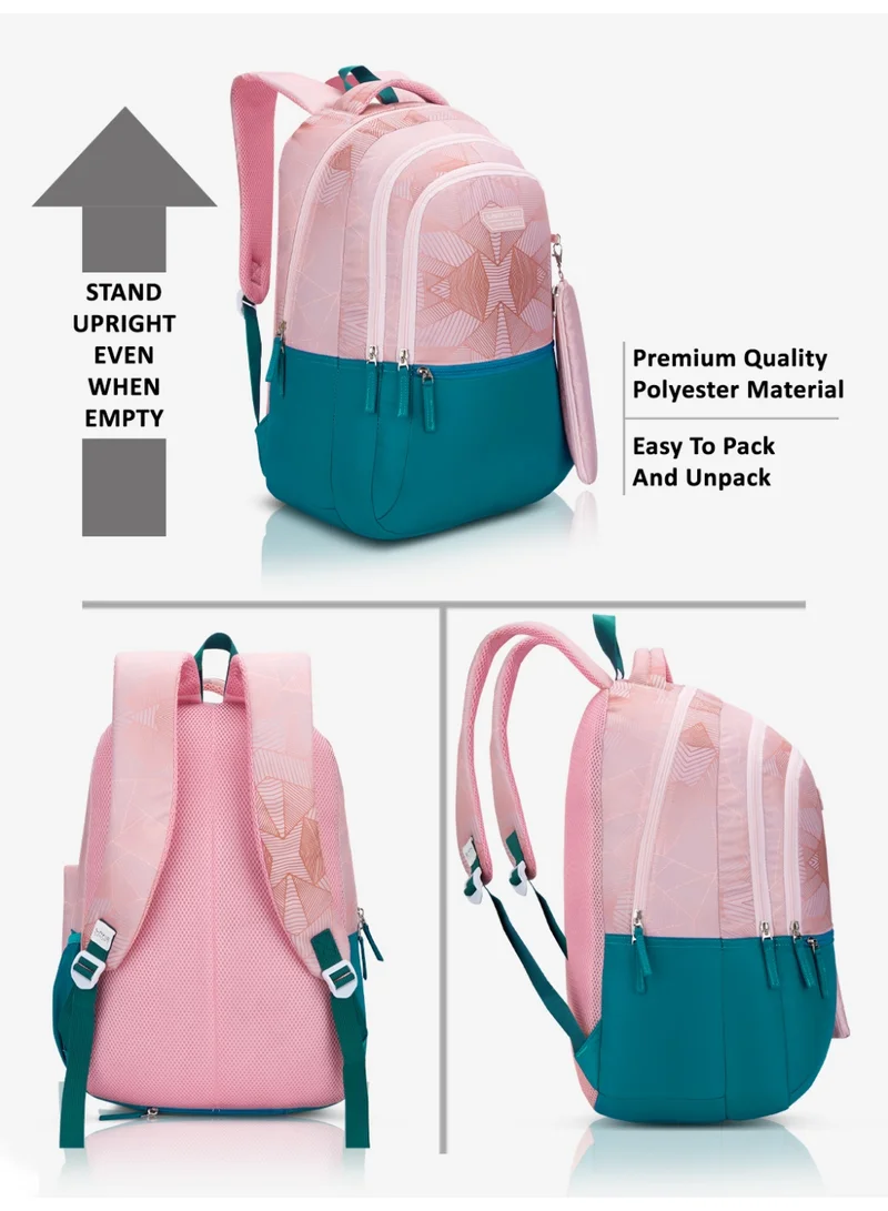 Lavie  Sport 36L Wave Backpack | 19 inches | Laptop Compatiable | Raincover | Pencil Pouch |(Coral) for Women | Best Price UAE