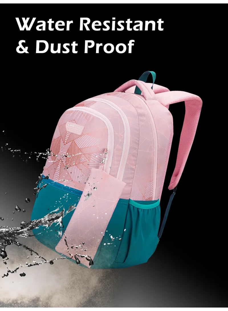 Lavie  Sport 36L Wave Backpack | 19 inches | Laptop Compatiable | Raincover | Pencil Pouch |(Coral) for Women | Best Price UAE