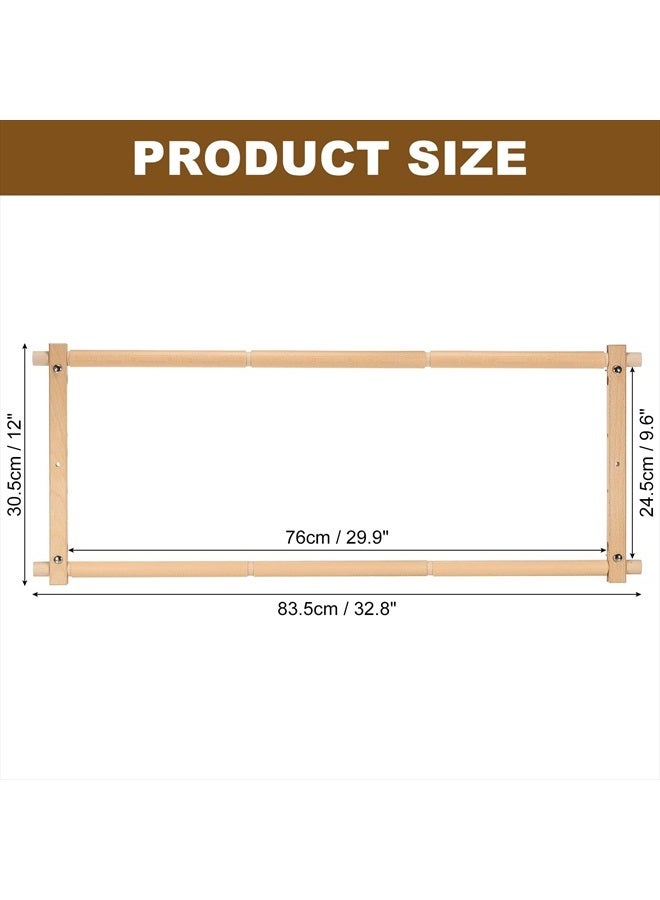PATIKIL إطار نسيج التطريز بالإبرة، 33"x12" إطار تطريز من خشب الزان، حامل تطريز، إطار خياطة، حامل لحياكة الكروشيه - Image 2