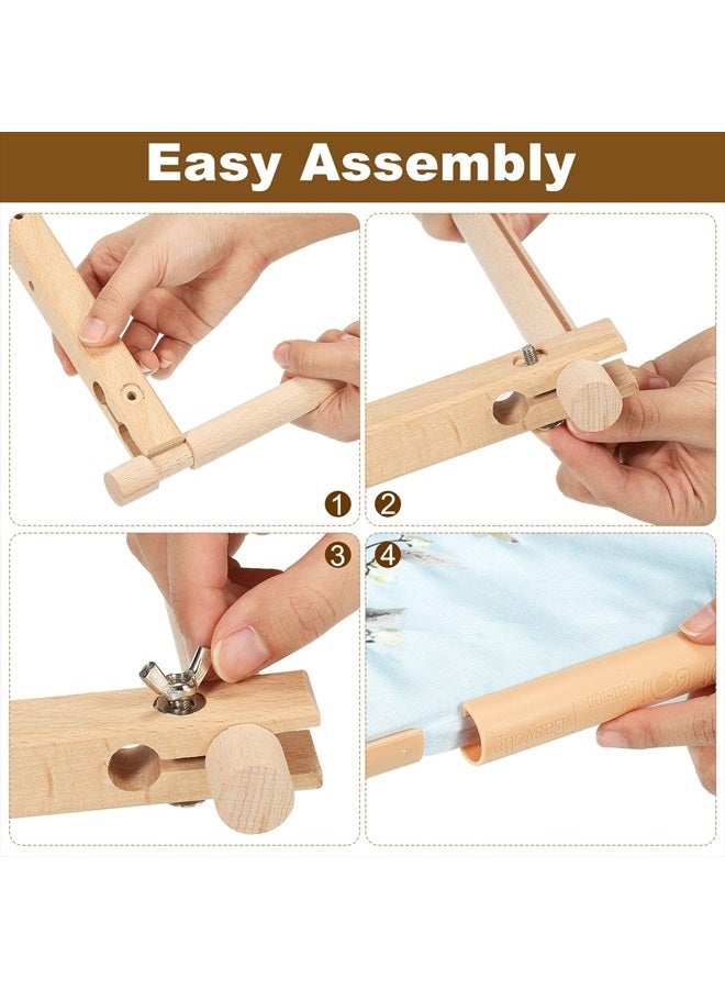 PATIKIL إطار نسيج التطريز بالإبرة، 33"x12" إطار تطريز من خشب الزان، حامل تطريز، إطار خياطة، حامل لحياكة الكروشيه - Image 4