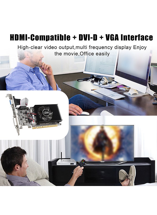 GT210 Graphics Card, 1GB/DDR3/64bit Memory Video Card, Support HD+VGA+DVI-D Ports for Office Entertainment