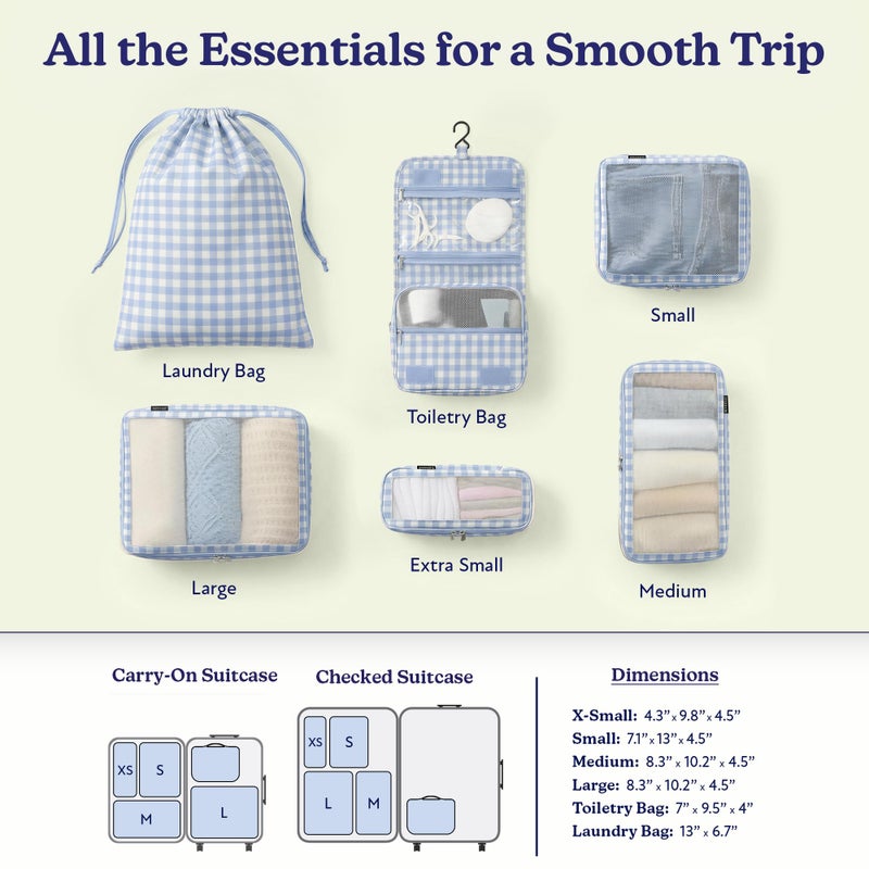 Vandel Space-Saving Compression Packing Cubes for Women with Hanging Toiletry Bag, Laundry Bag, Compressible Carry On Suit Case Organizer Luggage Packing Cubes for Travel Compression Organizer Bags - Image 3