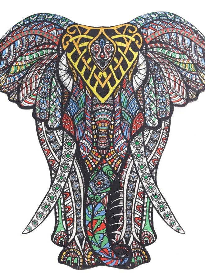 HARTMAZE Wooden Jigsaw Puzzles - Decorative Elephant HM-06 Small Size Puzzle 171 Unique Shape Jigsaw Pieces-Beautiful Animal for Adults and Kids- Best for Family Game Play Collection. - Image 1