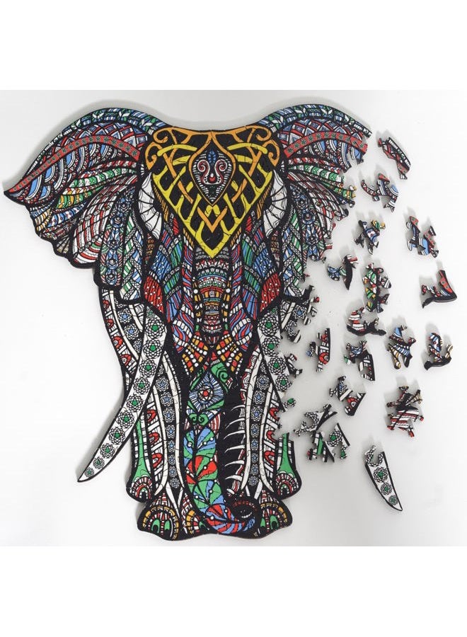 HARTMAZE Wooden Jigsaw Puzzles - Decorative Elephant HM-06 Small Size Puzzle 171 Unique Shape Jigsaw Pieces-Beautiful Animal for Adults and Kids- Best for Family Game Play Collection. - Image 2