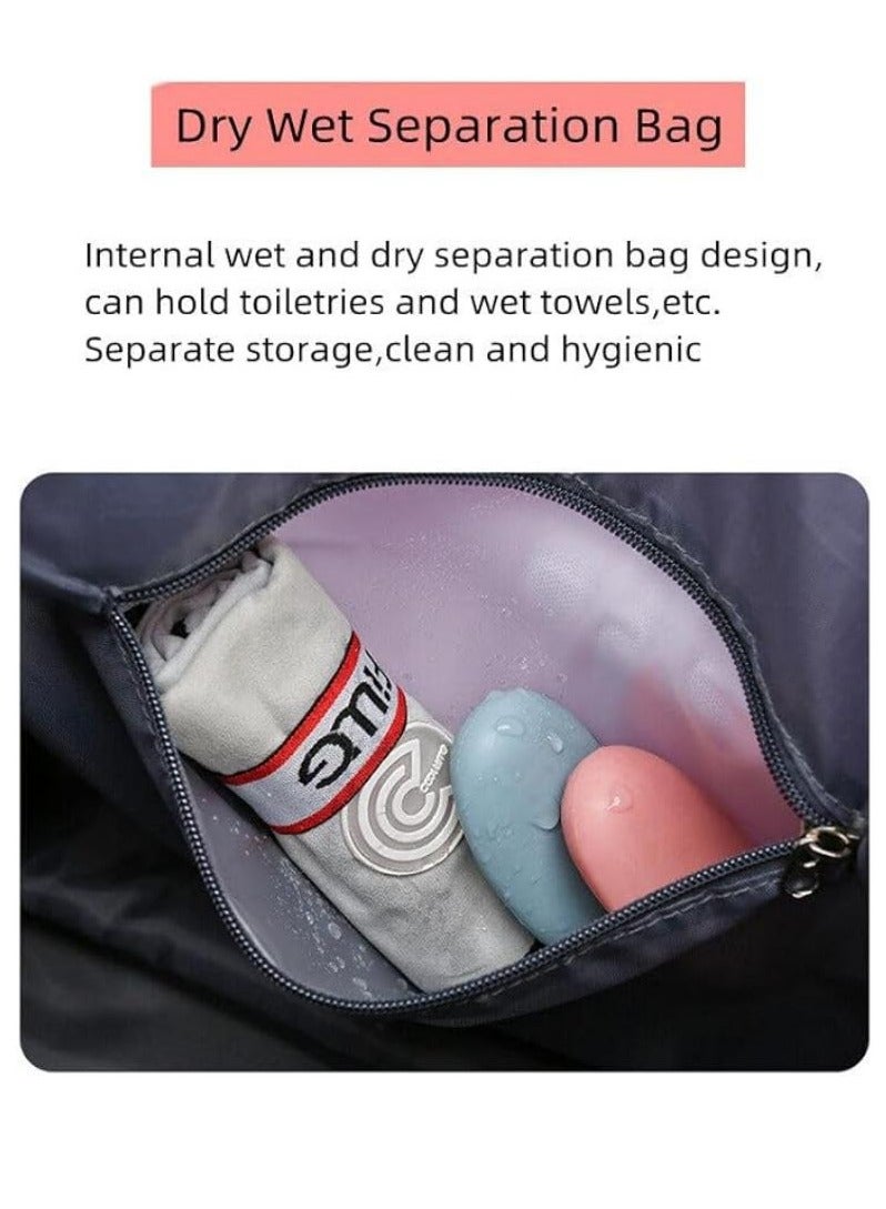 DUNISO Large Capacity Travel Bag With Detachable Universal Wheels, Foldable Luggage Bag, Double Layer Expandable Suitcases Dry Wet Separation Duffle Bag With Wheels - Image 4