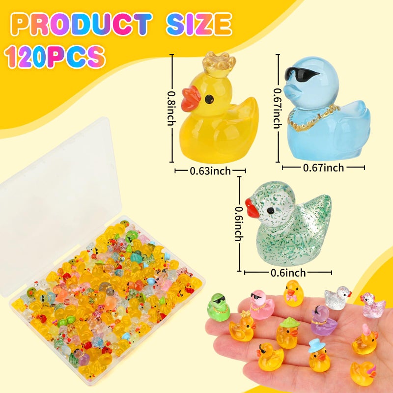 Bingcute 120 Pcs Mini Resin Ducks, Tiny Animals Figures to Hide Small Little Plastic Miniature Ducks Bulk for Dollhouse Decor Home Office Potted Fish Tank Aquarium Landscape Micro Fairy Garden Accessories - Image 5