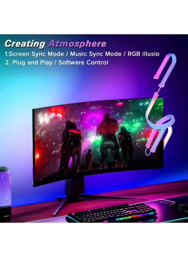 ياكيتر إضاءة خلفية RGB للألعاب لشاشة كمبيوتر بحجم 27 بوصة، شريط LED للألعاب من Yakiter متزامن مع ألوان الشاشة والموسيقى للألعاب والأفلام وغيرها، التحكم عبر البرنامج، يعمل عبر USB - Image 3