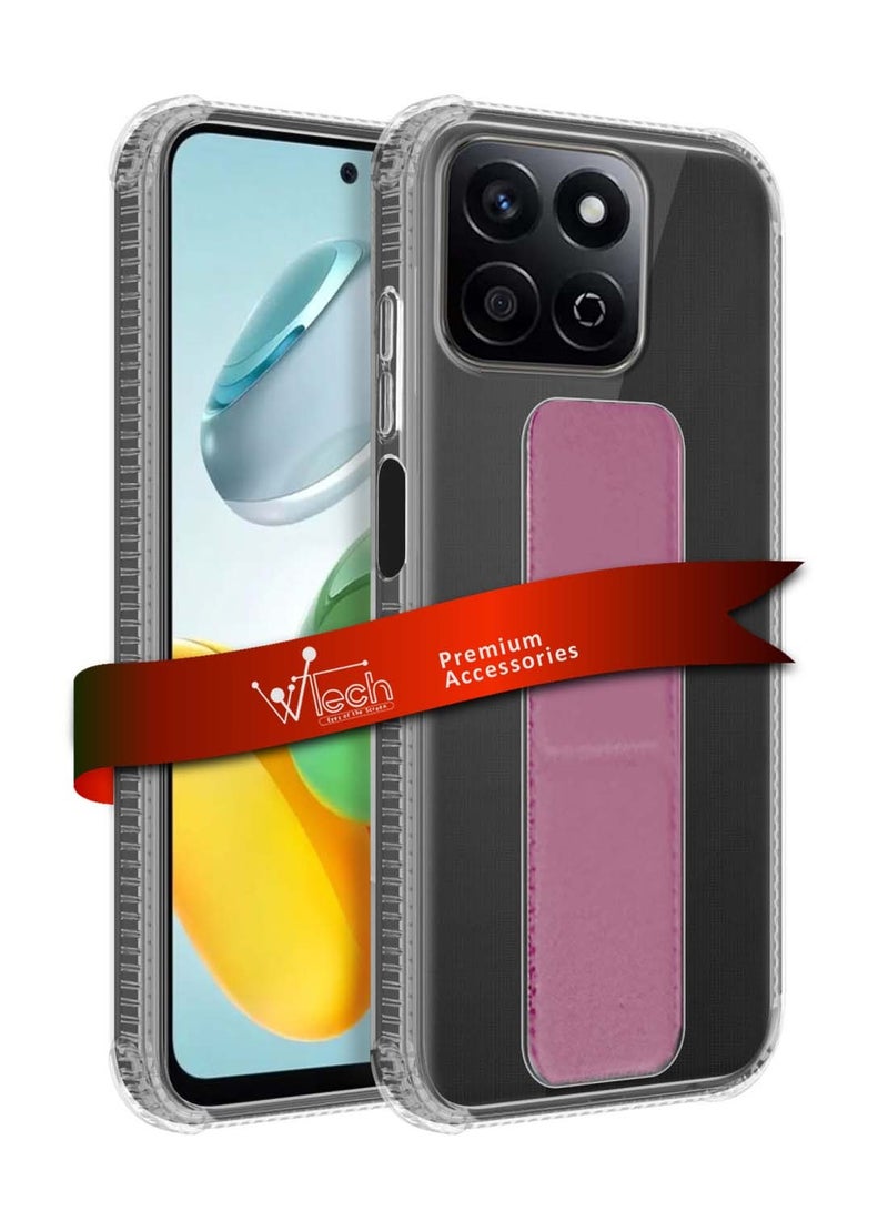 Wtech Honor X7c 4G 2024 TPU Hand Grip Air Pillow Case Cover - Clear/Pink - Image 1