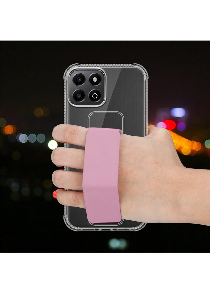 Wtech Honor X7c 4G 2024 TPU Hand Grip Air Pillow Case Cover - Clear/Pink - Image 3