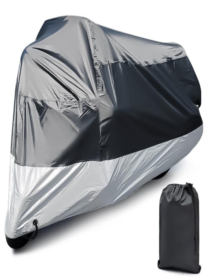 psler Motorcycle Cover Waterproof Outdoor - PSLER Universal Rainproof Snowproof Motorcycle Dust Cover with Lock-Holes and Storage Bag for Heavy Duty Motorbike, Moped, Dirt Bike, 96 x 49 x 41 Inch, XXL - Image 1