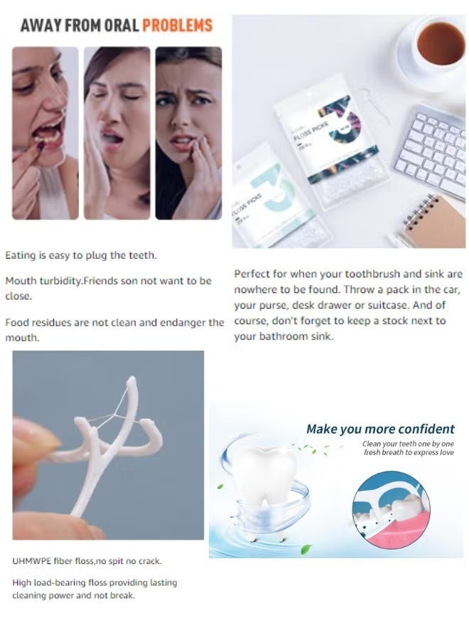 Y-Kelin Dental Floss Toothpicks Triple Action Floss Sticks for Advanced Cleaning - 300 Pieces Toothpicks Floss Picks Keeps Mouth Fresh and Clean - Image 2