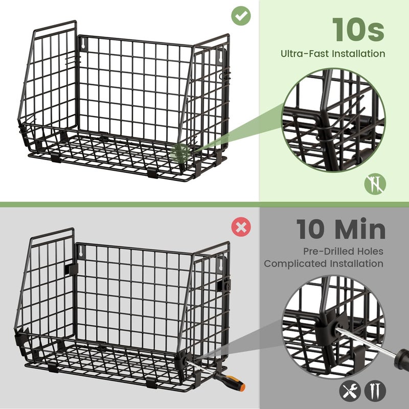 GGIU Wire Fruit Basket for Kitchen Storage: Hanging and Counter Wall Fruit Basket for Vegetable Produce - Potato and Onion Storage for Pantry 3 Pack - Image 4