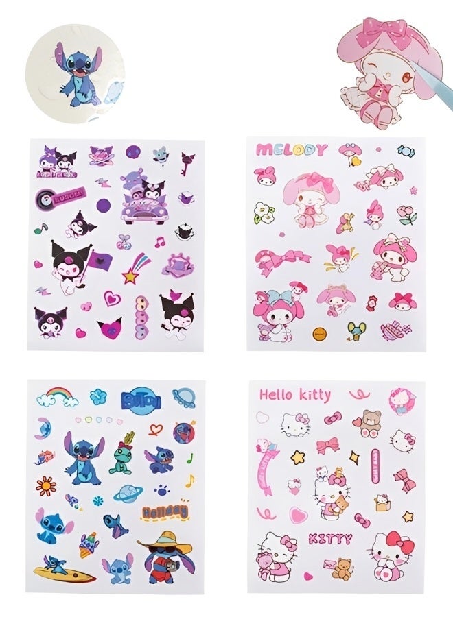 4 Sheets Cute Stickers for Kids Girls Kawaii Cartoon Stickers Waterproof Animal Stickers Funny DIY Decorative Adhesive Sticker for Crafts Scrapbook - Image 1