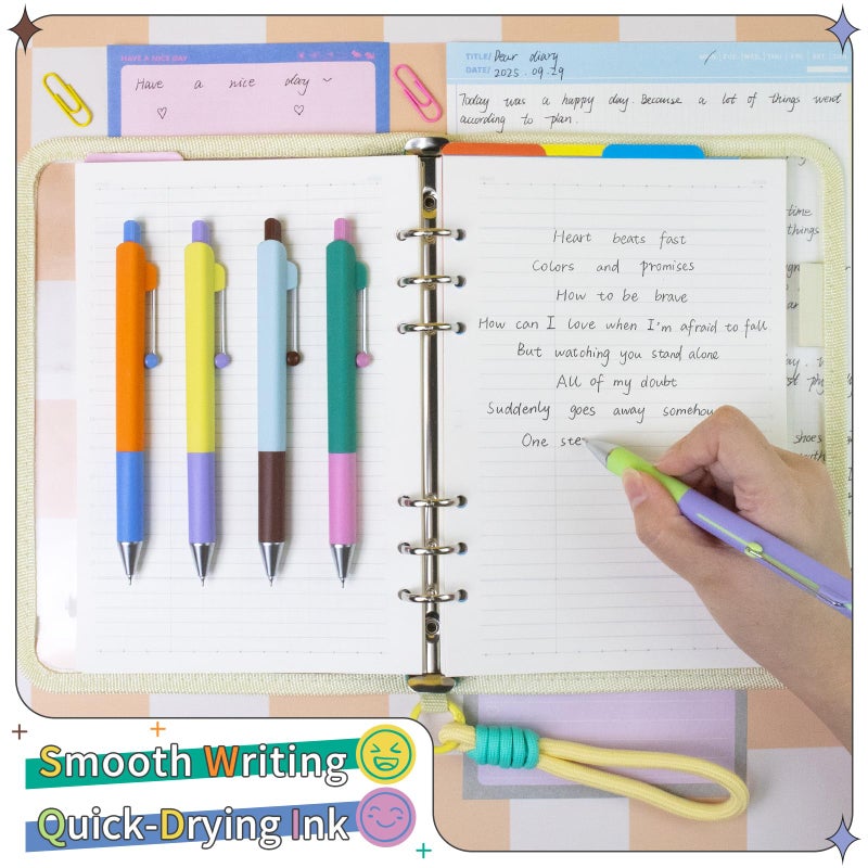 UIXJODO 5-Pack Gel Pens, 0.5mm Fine Point Black Ink Retractable Pens with Diamond Barrel, Smooth Quick-Dry Writing Pens for Journaling, Note-Taking, Office & School Supplies (5-Pack Z3 Contrast Color) - Image 3
