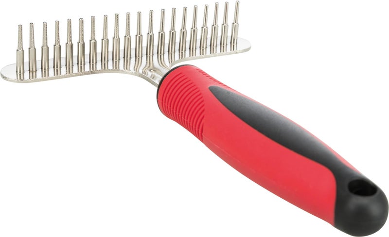Trixie Groomer Fine Tool Comb for Pets, Grooming Comb with Plastic Handle and Rubber Grip/Metal, Easy to Use, For Different Fur Types, Base Coat Care - (11 X 16 cm) - Image 1