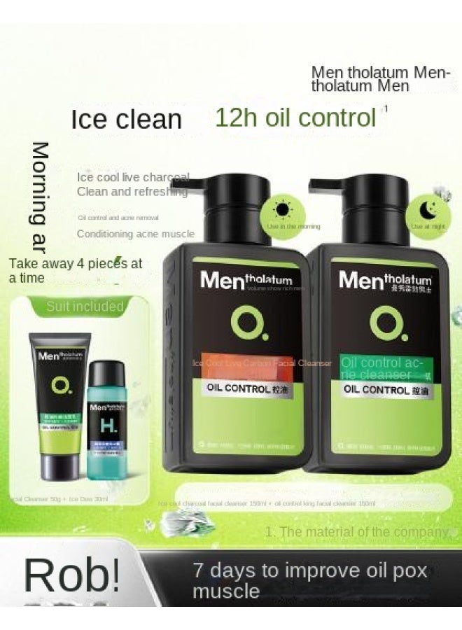 mentholatum men's Refreshing Oil-control & Anti-acne Facial Cleanser 2-piece Set - Deep Cleansing & Hydrating For Teenagers - Image 2