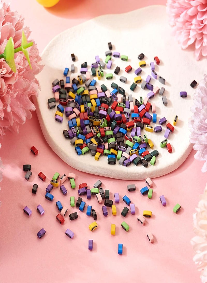 GGOOT Pandahall 30Pcs Rectangle Mini Seed Beads 2 Hole Half Tila Beads 10 Colors Synthetic Hematite Spacer Beads Multi-Strand Linking for DIY Craft Bracelet Necklace Earrings Making  - Image 2