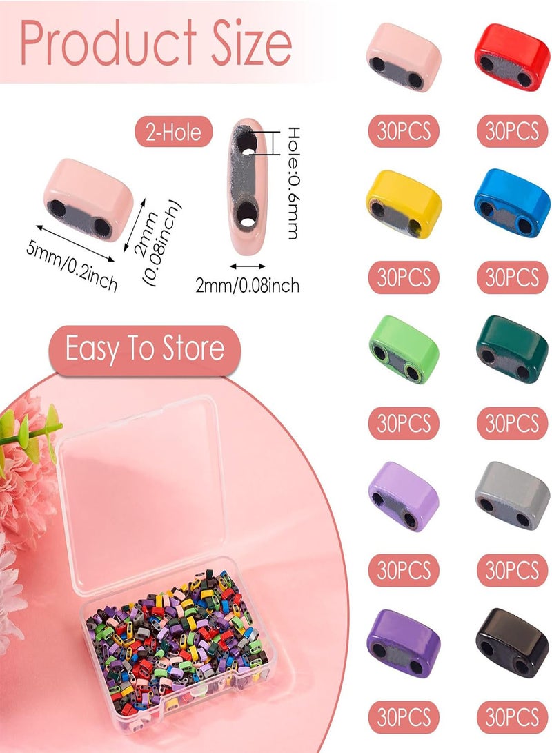 GGOOT Pandahall 30Pcs Rectangle Mini Seed Beads 2 Hole Half Tila Beads 10 Colors Synthetic Hematite Spacer Beads Multi-Strand Linking for DIY Craft Bracelet Necklace Earrings Making  - Image 5