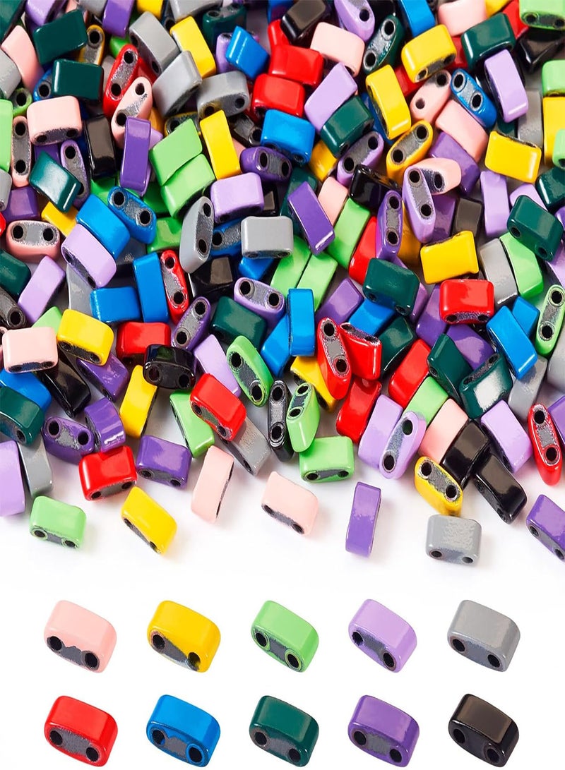 GGOOT Pandahall 30Pcs Rectangle Mini Seed Beads 2 Hole Half Tila Beads 10 Colors Synthetic Hematite Spacer Beads Multi-Strand Linking for DIY Craft Bracelet Necklace Earrings Making  - Image 1