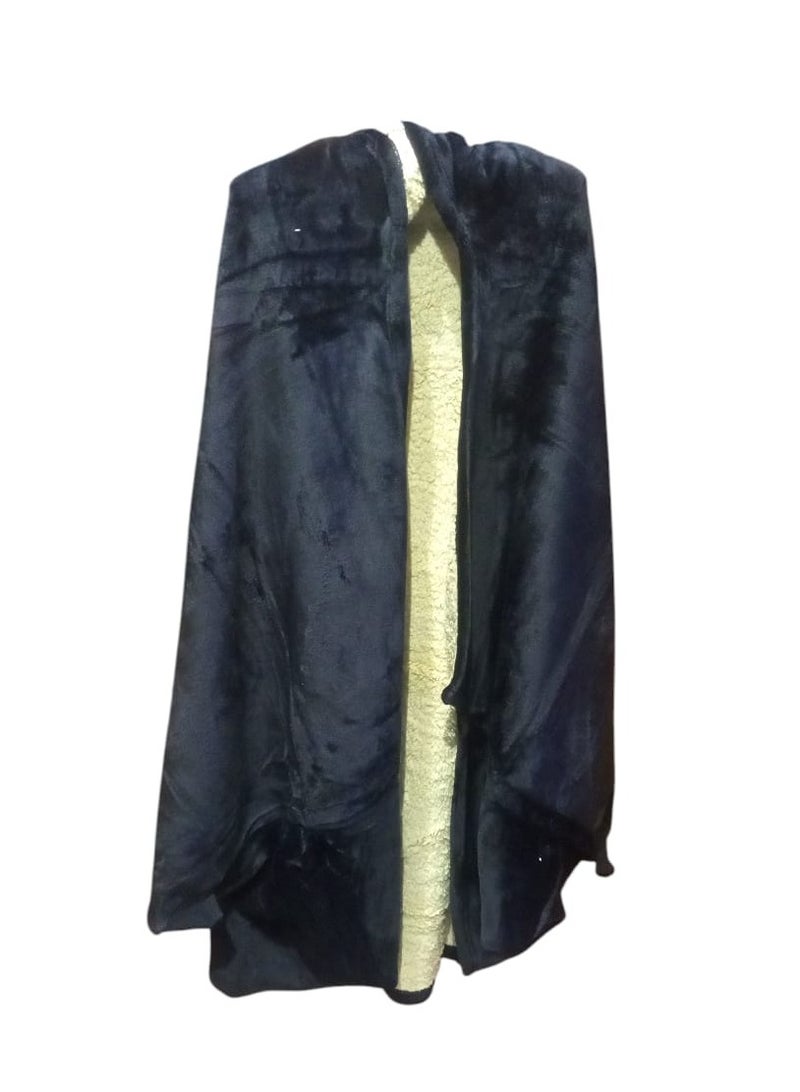 Hooded Blanket Sweatshirt TV Blanket Oversized Wearable Blanket Super Warm Soft Fleece Hooded Blanket for Kids/Adult (Black) No Button Open - Image 2