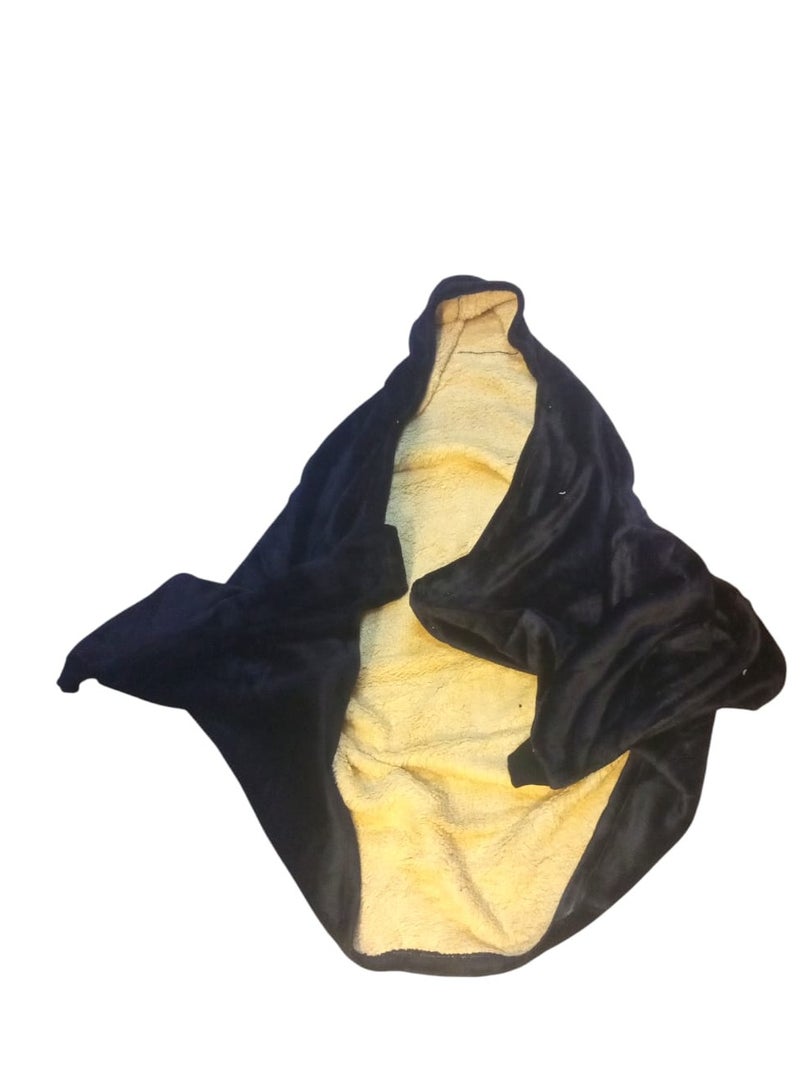 Hooded Blanket Sweatshirt TV Blanket Oversized Wearable Blanket Super Warm Soft Fleece Hooded Blanket for Kids/Adult (Black) No Button Open - Image 3