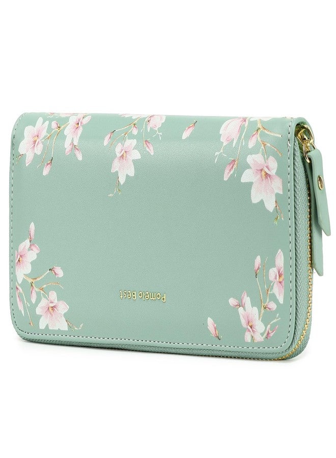 Pomelo Best Womens Wallet RFID Blocking, Green, Young，elegant - Image 1