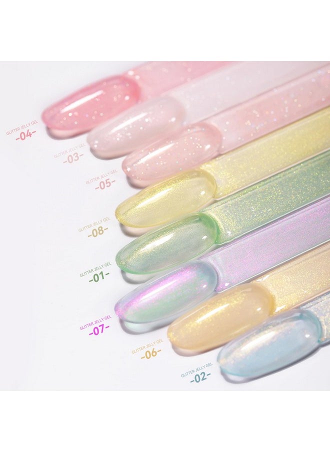 Born Pretty - Born Pretty Jelly Gel Nail Polish Jelly Glitter Pink Gel Polish Holographic Shimmer Pink Natural Translucent Soak Off Hema-Free Gel Polish Nail Art DIY 15ML - Image 1