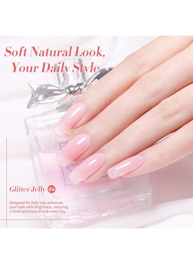 Born Pretty - Born Pretty Jelly Gel Nail Polish Jelly Glitter Pink Gel Polish Holographic Shimmer Pink Natural Translucent Soak Off Hema-Free Gel Polish Nail Art DIY 15ML - Image 1