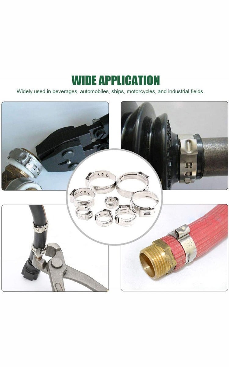 kashemano 80Pcs Stainless Steel Single Ear Hose Clamps, 1/4"-15/16" 304 Pex Pinch Clamp Assortment Kit - Image 5