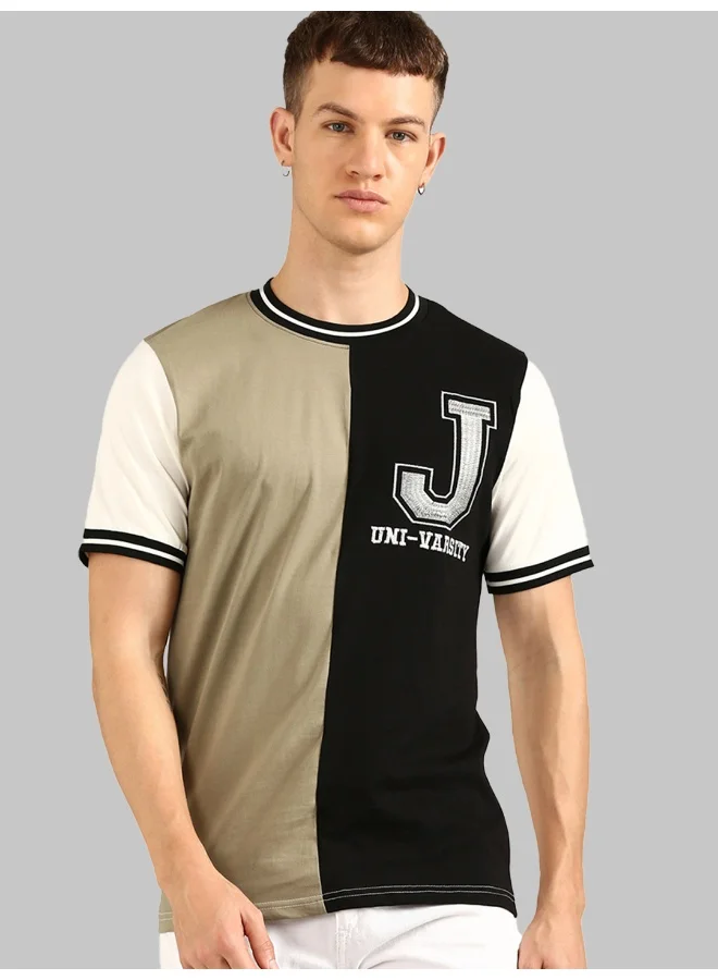 جوفن Multicolor Printed Round Neck T-Shirt for Men