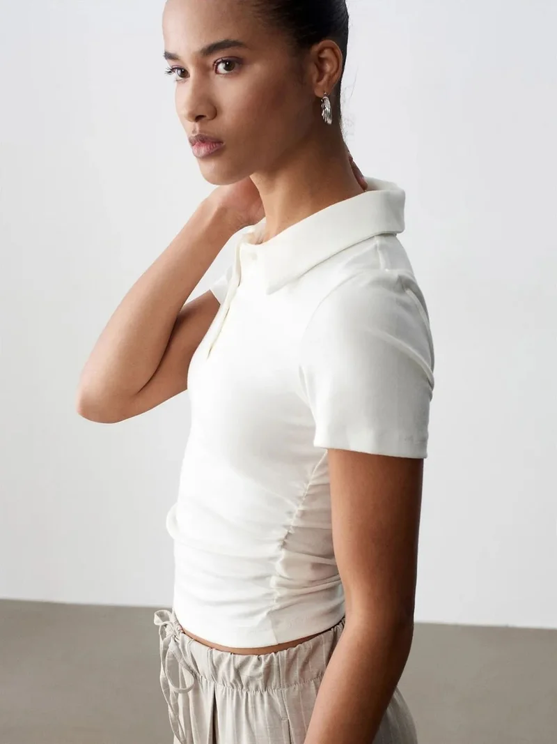 Dilvin DILVIN Women’s Crop Slim Fit Polo T-Shirt