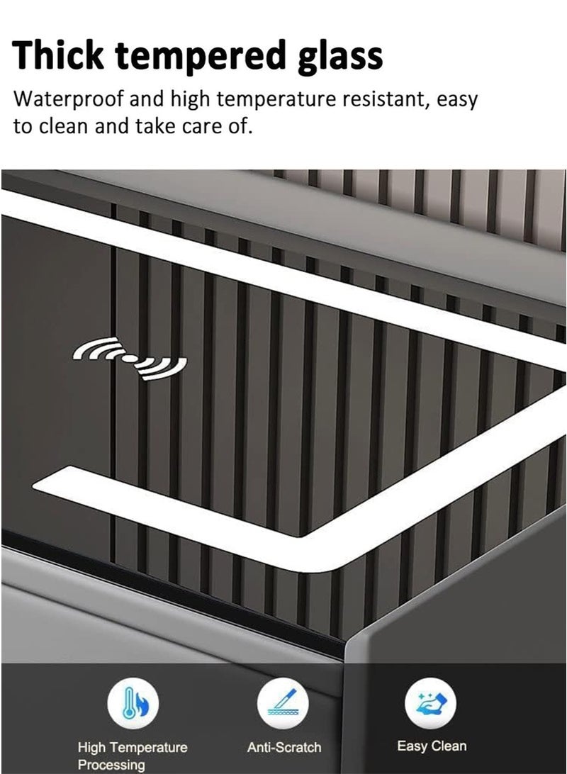 تابيت طاولة حديثة بجانب السرير ، طاولة ليلية ذكية مع شحن USB لاسلكي ومزدوج وأضواء LED قابلة للتعديل ، طاولة ليلية مع درجين ، لغرفة النوم (رمادي فاتح ، 50x40x46 سم) - Image 5