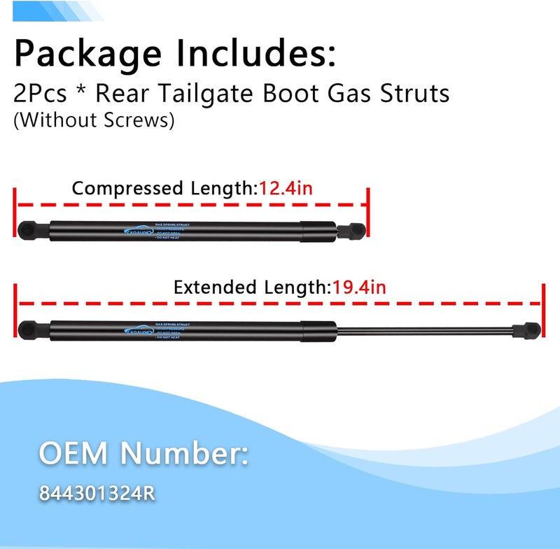 Koaudb 2Pcs Boot Struts for Re-nault Captur 2013-2019 Rear Tailgate Boot Gas Struts Lift Support System Gas Strut Heavy Duty Car Rear Tailgate Boot Gas Struts Replace #844301324R - Image 3