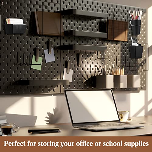 Jinei 12 Pcs Pegboard Bins and Cups with Hooks and Loops Peg Assortment Organizer Accessories Various Tool Organizer Pegboard Basket Set for Garage Workshop Workbench Office(Black) - Image 5