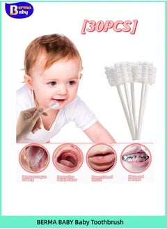 Berma Baby 30 Pcs Oral Cleaner Tongue Cleaner Toothbrush For Baby Newborn Infant Baby Mouth Cleaner Oral Cleaning Toothbrush for 0-36 Months Baby  - Image 1