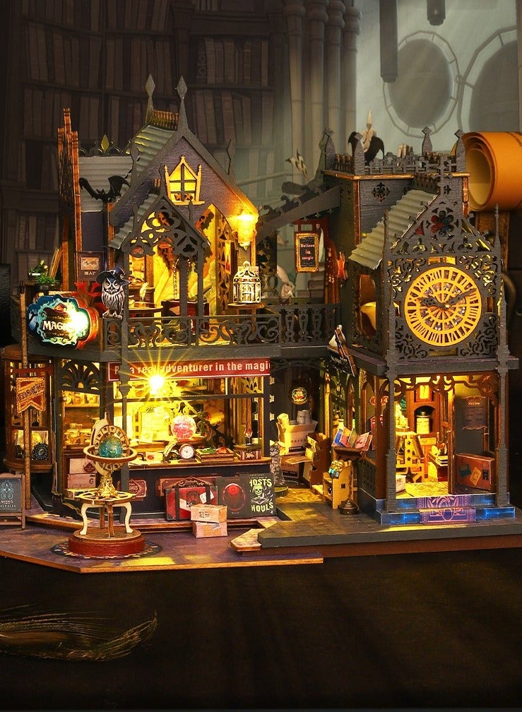 general Jiate DIY Miniature House Hollow Magic Castle Toy Model Handmade Assembly DIY House DIY Bookend - Image 1