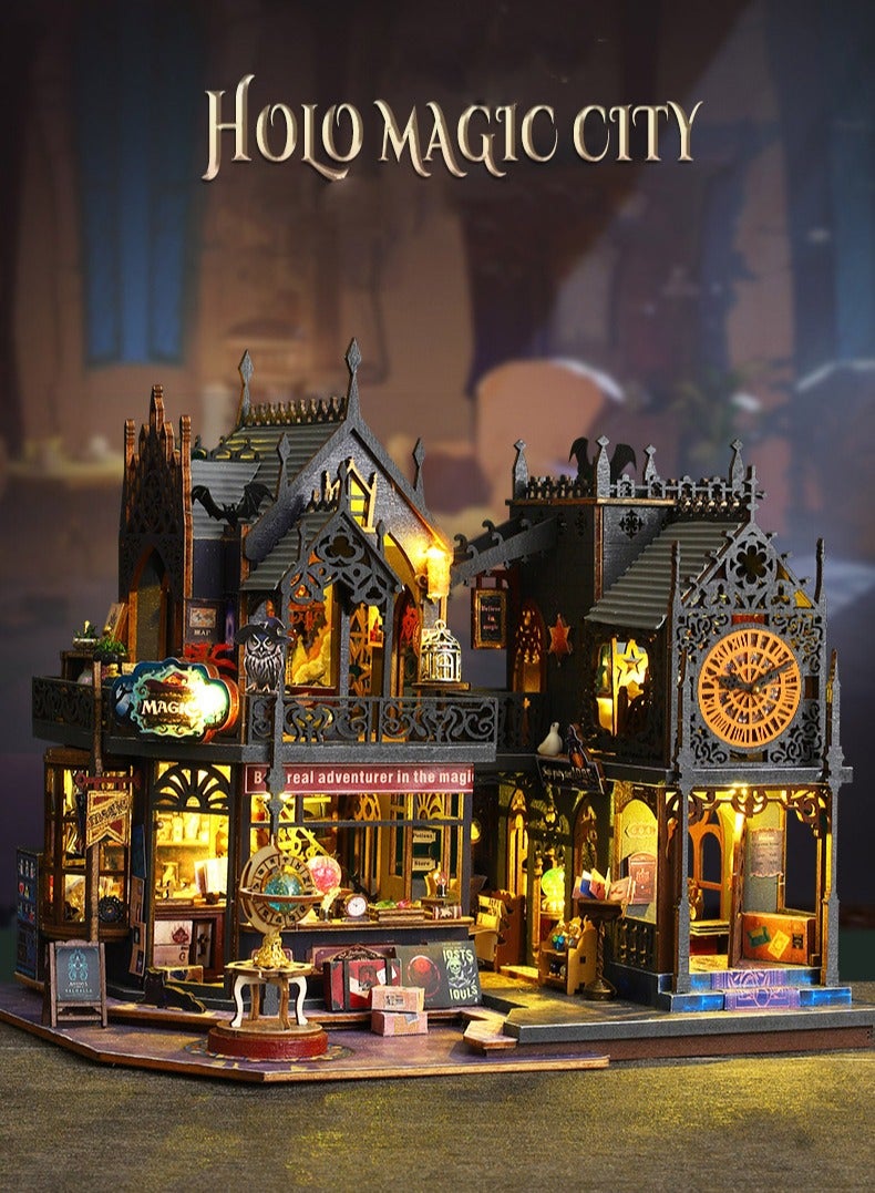 general Jiate DIY Miniature House Hollow Magic Castle Toy Model Handmade Assembly DIY House DIY Bookend - Image 3