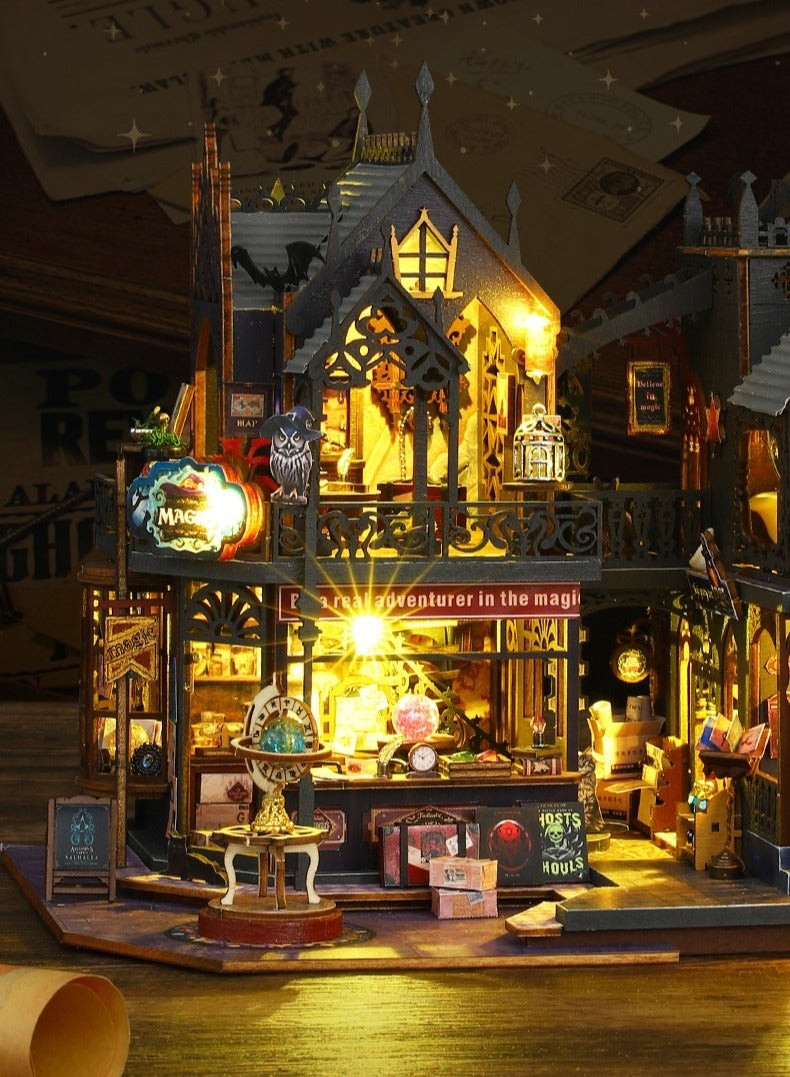 general Jiate DIY Miniature House Hollow Magic Castle Toy Model Handmade Assembly DIY House DIY Bookend - Image 5