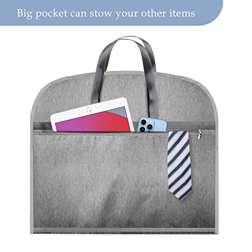 Limoomil Heavy Duty Waterproof Garment Bag for Travel, Tear Resistance Suit Bag for Men Travel for Suits, Tuxedos, Coats, Uniform. Grey, 42 inch… - Image 2