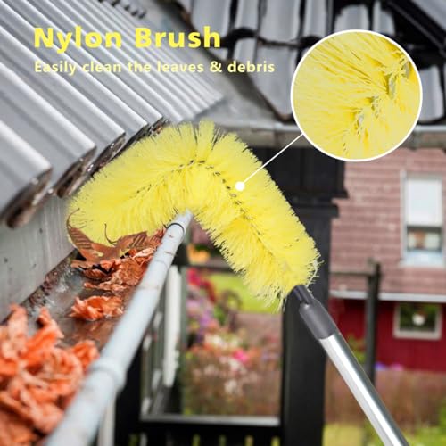 Daisypower Gutter Cleaning Brush Roofing Guard Cleaner Tool with Telescopic Extension Pole, Easy Remove Leaves and Debris from The Ground - Image 5