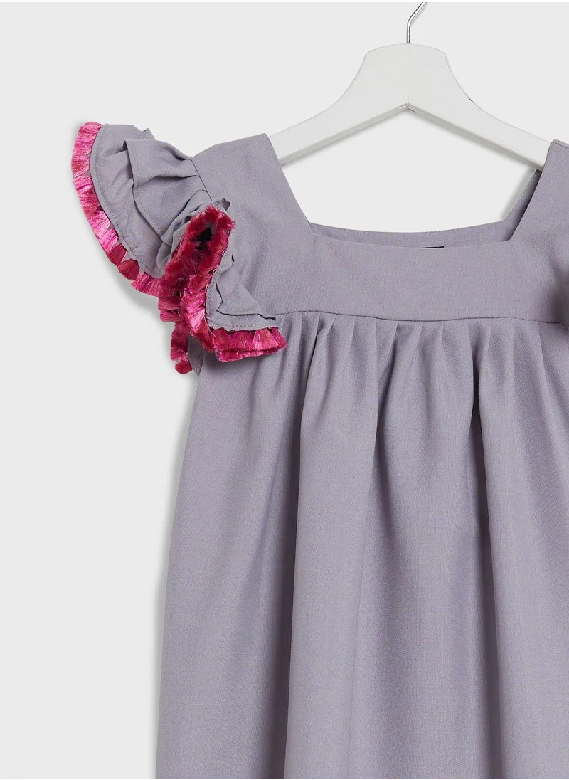 Little Golden Apple Kids Little Ruffle Sleeve Dress