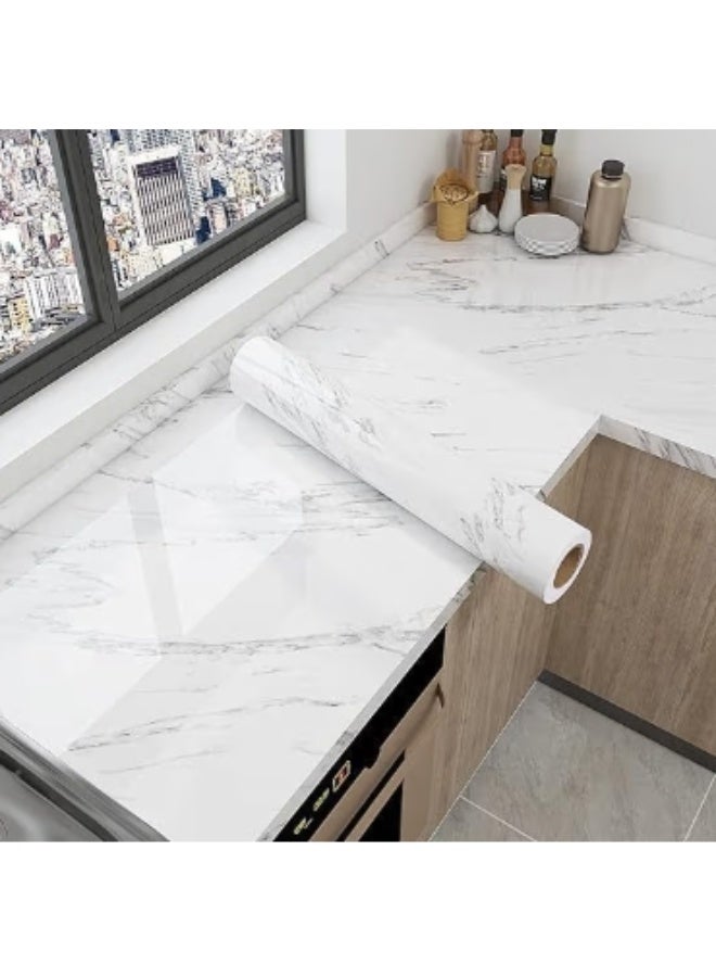 Self-adhesive marble wallpaper - white - refresh your kitchen and home with a touch of luxury decor at a lower cost - Image 2