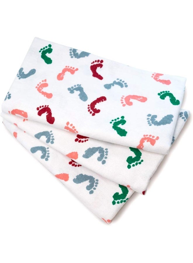 pill thing Baby Swaddle Hospital Blanket 3 Pack, Nursery Receiving Wrap, Unisex Boy Girl, 100% Soft Cotton Swaddles Newborn for Comforting or Photoshoot, Durable Hospital Quality Large Size (Baby Feet, 3 Pack) - Image 2