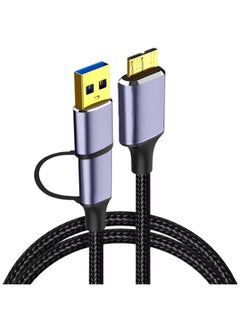 Generic Two-in-one Type-c To MicroB USB3.0 Hard Disk Data Cable Multi-functional Dual-use-Color:USB3.0 (two-in-one Hard Drive Cable)-Length:2 M  - Image 1