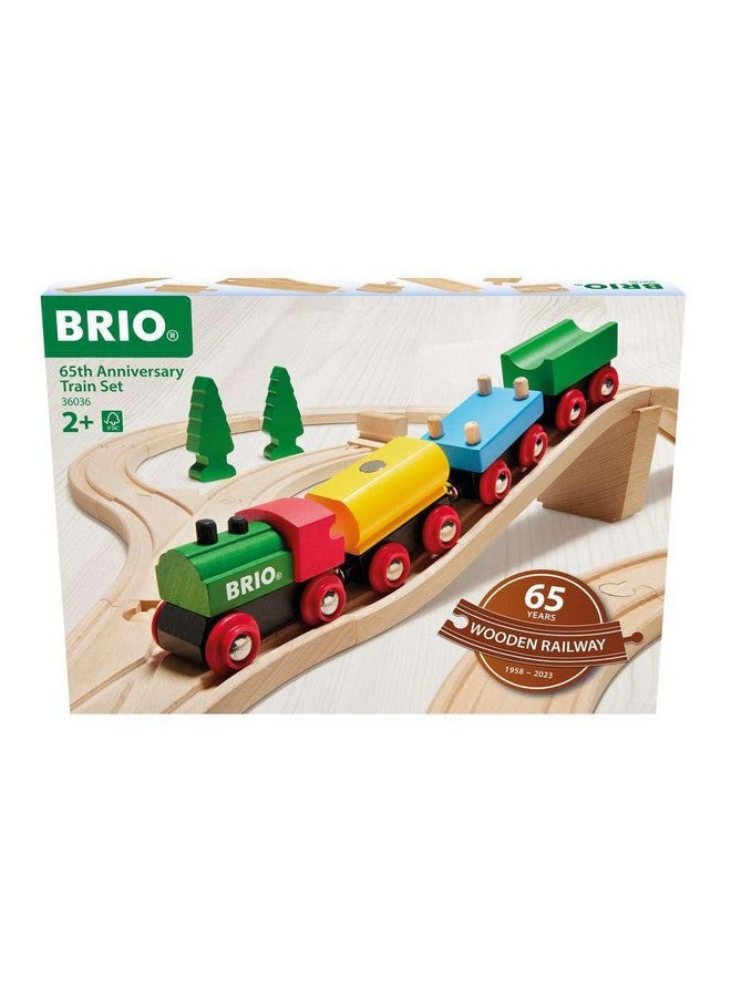 Brio BRIO Classic 65th Anniversary Wooden Train Set - 32-Piece FSC-Certified Wood Train Set - Includes Wooden Trains, Wagons, Bridge & Tracks - Compatible Classic - Kids Ages 2 & Up  - Image 1