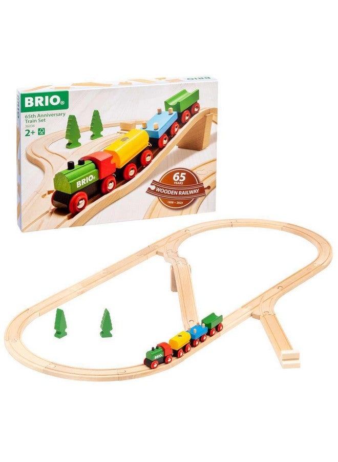 Brio BRIO Classic 65th Anniversary Wooden Train Set - 32-Piece FSC-Certified Wood Train Set - Includes Wooden Trains, Wagons, Bridge & Tracks - Compatible Classic - Kids Ages 2 & Up  - Image 2