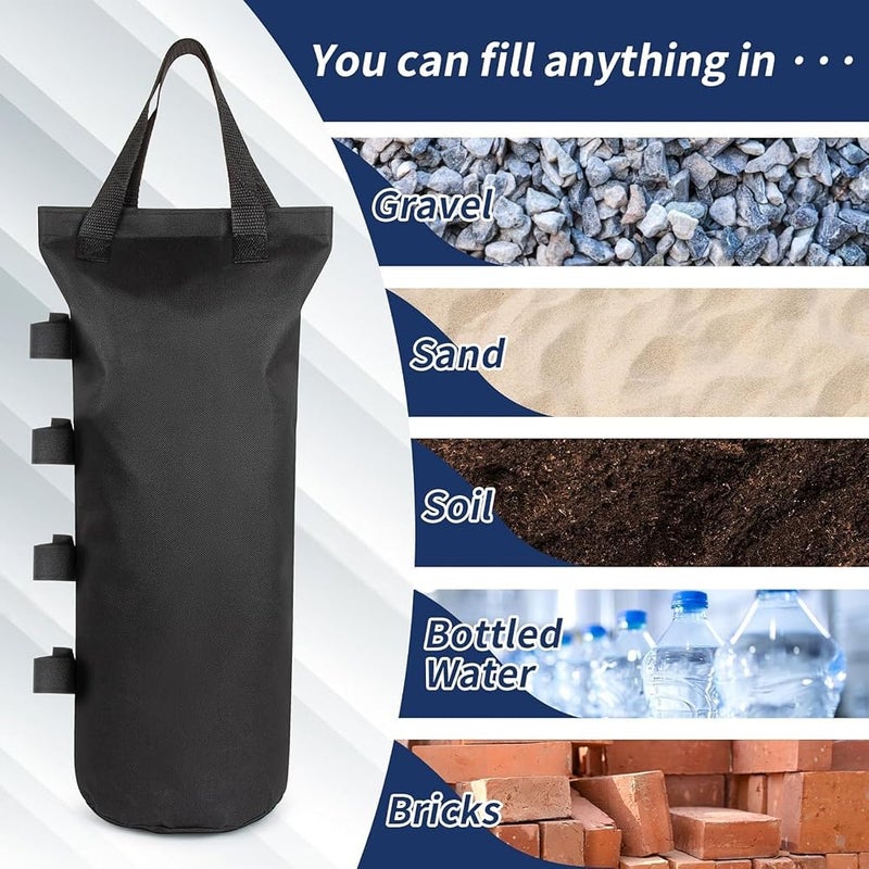 YelaJoy 6-Pack Canopy Weight Sand Bags, 168 LBS Oxford Wind & Dust Resistant with Drainage, Velcro Closure for Desert Camping, Beach Tents & Outdoor Festivals (No Sand) - Image 3