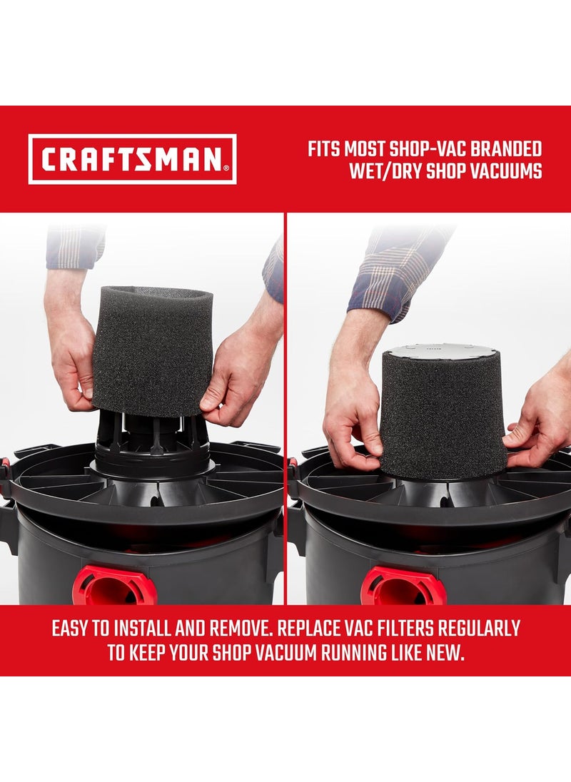 CRAFTSMAN CRAFTSMAN CMXZVBE38765 Foam Sleeve Wet Dry Vac Replacement Vacuum Filter Washable and Reusable Wet Application Filter for Most ShopVac Branded Shop Vacuums  - Image 3