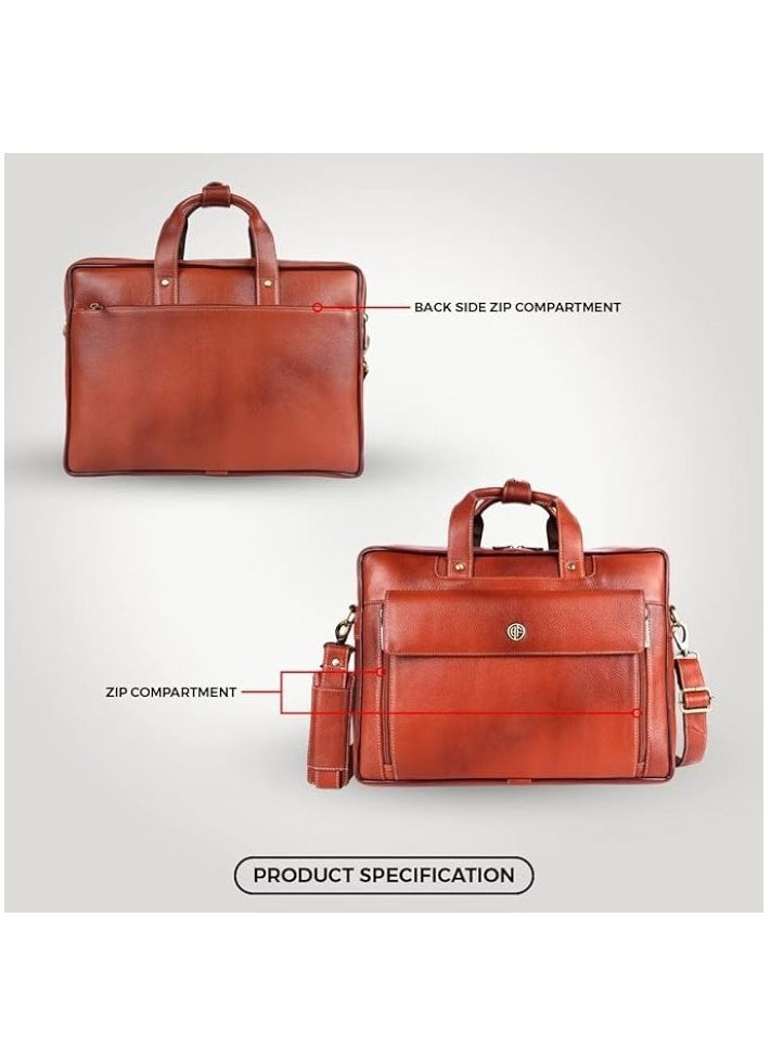 HAMMONDS FLYCATCHER - Original Bombay Brown Leather 15.6 inch Expandable Laptop Messenger Bag LB150 - Image 1